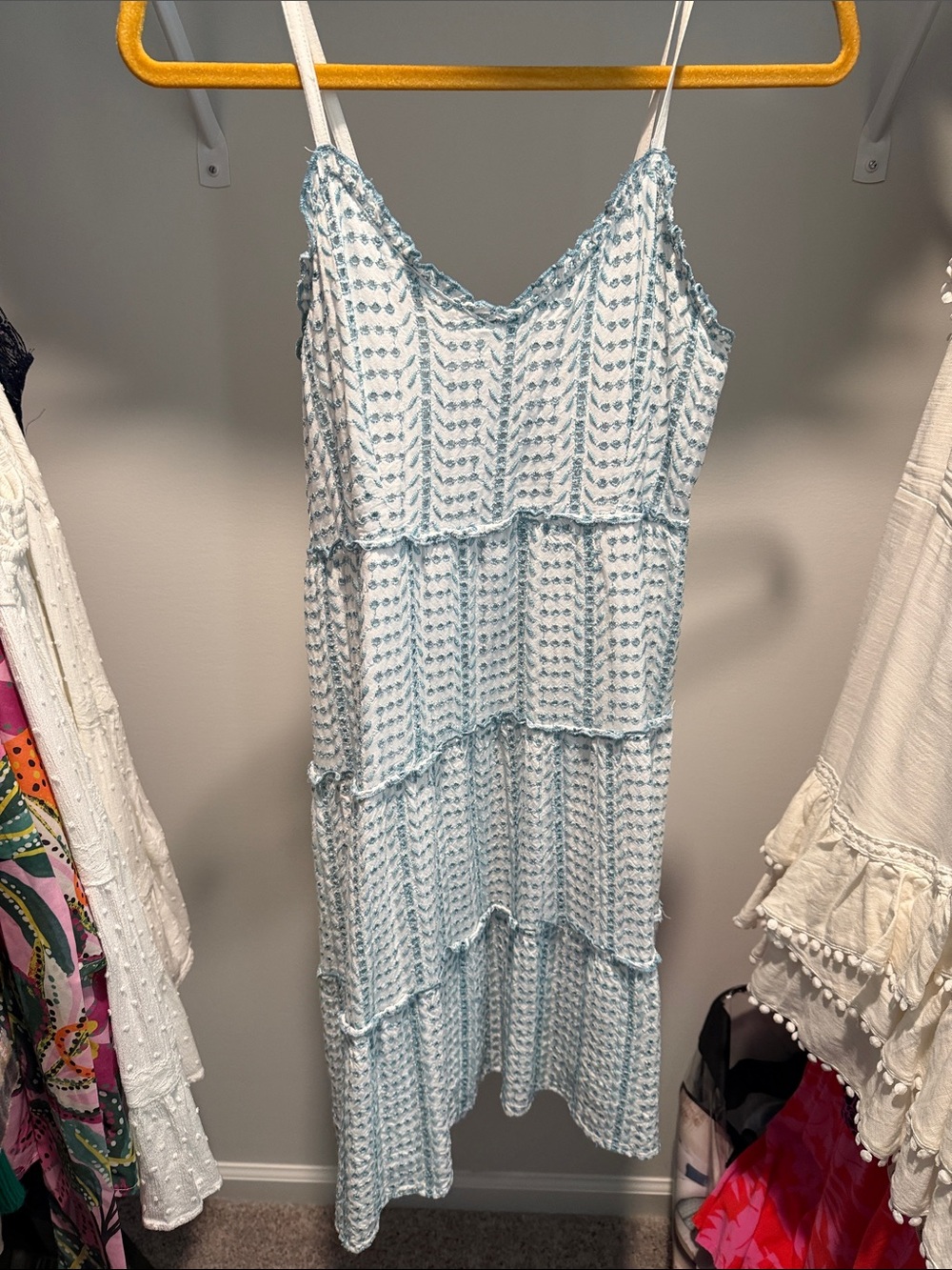 Jessica Simpson Light Blue Tiered Spaghetti-Strap Maxi Dress